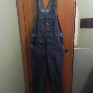 Classic Dark Wash Mens Red Cap Bib Denim Overalls 34/32